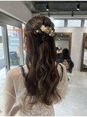 ハーフアップアレンジ×お呼ばれヘアセット