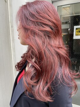 ノラギンザユー(NORA GINZA/U) レイヤーカットチェリーピンクチェリーレッドボルドーカラー赤髪