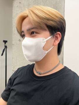 サンクマーケット 渋谷(cinq MARKET) 渋谷メンズブリーチカラーミルクティーベージュセンターパート