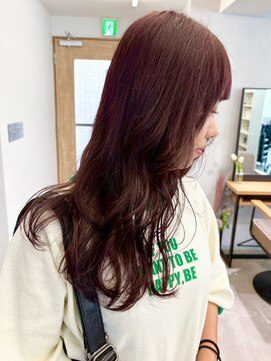 ミュラ(mulah) 暖色カラーチェリーブラウン＊ミックス巻きロングボルドーカラー