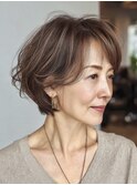 大人ショート 白髪ぼかし 脱白髪染め ハイライト40代50代60代