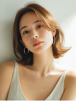 ロッソ 大橋店(Rosso) 顔まわり流れる外ハネブラウンボブ【大橋】