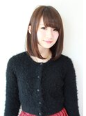 ワンレングスの大人可愛い艶ボブ