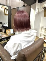 切りっぱなしボブ エアリーロング 美髪 ピンクブラウン