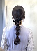 ★結婚式パーティーゆるふわ編み込みシニヨン