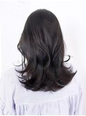 ミディアムロング美髪顔周りレイヤー韓国ヘア_ba499731