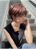 NUDEピンク10代20代30代大人ショートボブ フェザーショート