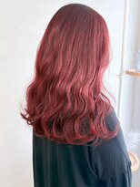 ミュラ(mulah)&nbsp;ハイトーンカラーワインレッド＊明るめ暖色カラーロング/明大前