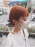 #オレンジカラー# オレンジベージュ#韓国ヘア# ケアブリーチ