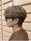 韓国マッシュカルマパーマコンマバングセンターパート黒髪ウルフ