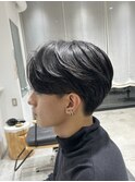 アッシュブラックカルマパーマベリーショートダークアッシュ