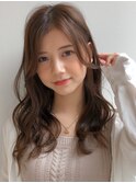 前髪 アンブレラカラー こなれミディ イメチェン ウェーブパーマ