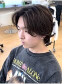 【メンズボブ】ニュアンスセンターパートコンマバング毛流れ