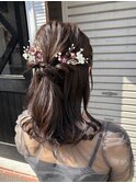 ハーフアップ/結婚式ヘア
