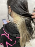 フェイスフレーミングブリーチ黒髪インナーカラーホワイト