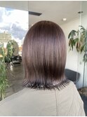 ラベンダーアッシュブラウン×ストレートミディ
