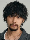 シャドウパーマルーズパーマ毛流れヘアメンズマッシュ原宿