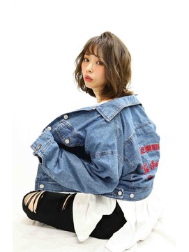 ロココ 岡山駅前(rococo) 20代30代大人可愛いミルクティアッシュ伸ばしかけ肩ラインボブ