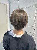 【赤み撃退人気カラー】オリーブベージュ×丸みショートボブ