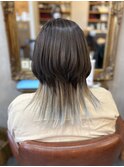 くらげカラー透明感シルバーブルーグレージュインナーカラー