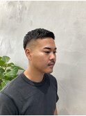 フェザーパーマ　サーフカール　刈り上げセンターパート