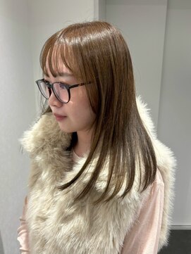 ミディアムレイヤー/ダブルカラー/ミルクティーベージュ