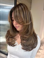 シオン(shion)&nbsp;ロング顔周りレイヤーオリーブベージュ韓国ヘア_ba577911