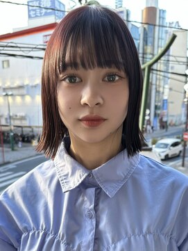 ボコカ(bococa) 大人女性切りっぱなしボブレッドブラウンカラー