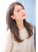 ワンカールロングヘアー/シアーカラー/韓国風/似合わせカット