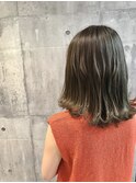 透け感アッシュ/斜めバング/アシンメトリー/伸ばしかけ/大人