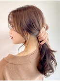甘め ベージュカラー ふんわり前髪 簡単アレンジ 小顔 愛され