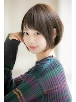 20代30代ミニボブココアブラウン小顔美肌ストレート丸み