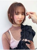 Emma ecole ブリーチなし/暖色系チェリーブラウン/丸みボブ