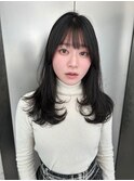 黒髪/ボブルフ/小顔/レイヤーカット/韓国レイヤー/おくれ毛