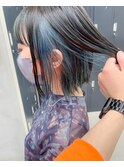 インナーカラー、デザインカラー、水色カラー、ブリーチ
