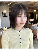 ヘアラウンジ ビーチ 青山 外苑前(hair lounge BEACH) ぷつっとボブ顔まわりレイヤーアッシュベージュ