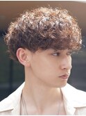 大分つよめプードルパーマメンズカット刈り上げラウンドマッシュ
