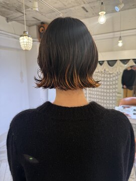 ノーカ 代官山(nohka) 毛先ハイライトカラー　切りっぱなしボブ