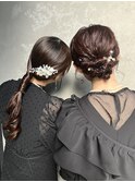 編み下ろしヘアセットハーフアップヘアセットダウンスタイル