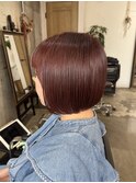 レイヤーボブハイライトカラーミルクティーベージュ