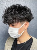 波巻きスパイラルパーマ無造作マッシュ波巻きパーマツーブロック