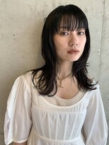 フェンヘアーアイス 中目黒(Fen.hair ici)&nbsp;大人美人ハイレイヤーぱっつん前髪黒髪ロングワイドバンク小顔