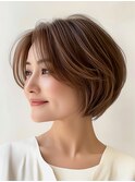 ★明るい白髪染め透明感ショート