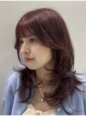 ハッシュカット/レイヤーカット/ラベンダー/レッドカラー/学割