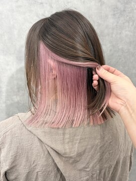 いろあそび 八王子 【インナーカラー】ホワイトピンク×ブラウン