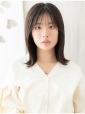 シースルーバング/暗髪/外ハネミディアム/ダークアッシュ/20代e