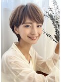 40代50代銀座ショートボブ艶カラー大人可愛い前髪あり E