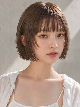 ヴェイン 渋谷(vain) ミニボブ フルバング サイドレイヤー 絹髪 ミルクティーベージュ