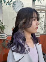 モモ(momo)&nbsp;ハイトーンインナーカラーイヤリングカラーホワイトベージュ渋谷