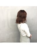 切りっぱなしボブ×ベージュブラウン